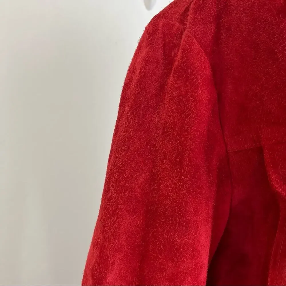 Saint Laurent Red Suede Boyfriend Shearling Jacket NWT XLarge - Picture 5 of 11